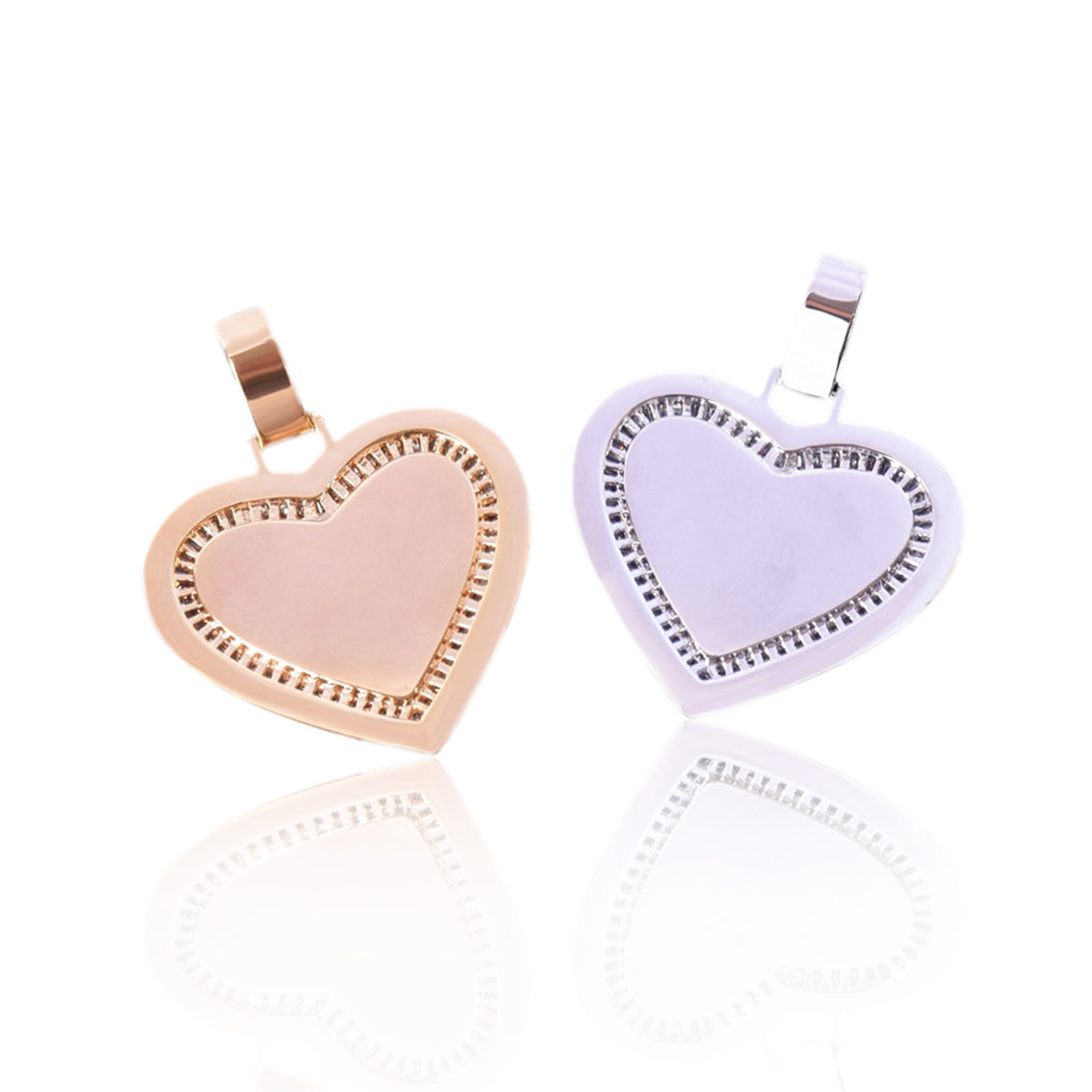CUSTOM ROUND CUT x BAGUETTE DIAMOND HEART PHOTO PENDANT + CHAIN