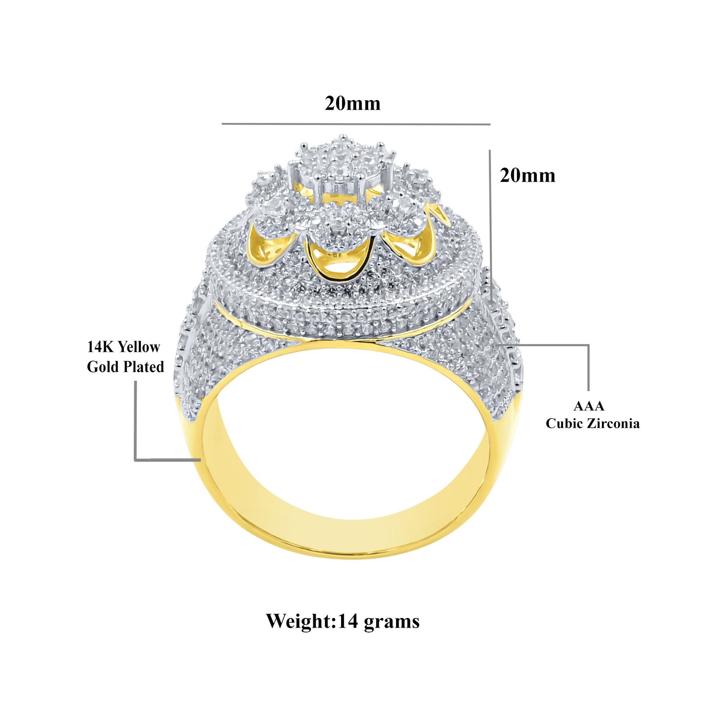 LA FLORAL RING // ICED OUT YELLOW GOLD