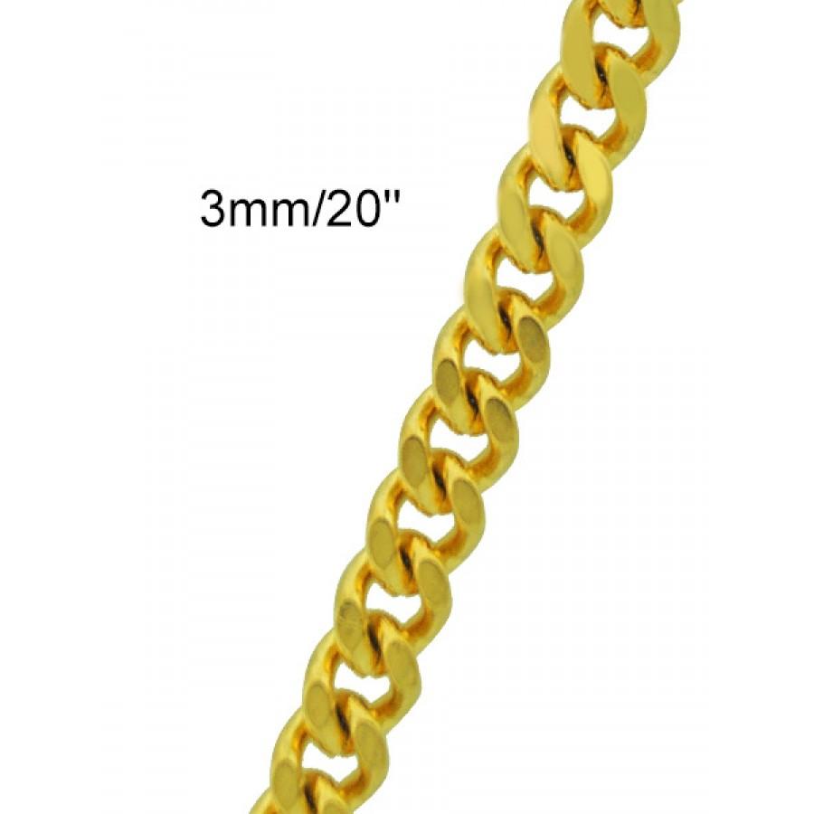3MM CUBAN CHAIN IN YELLOW GOLD