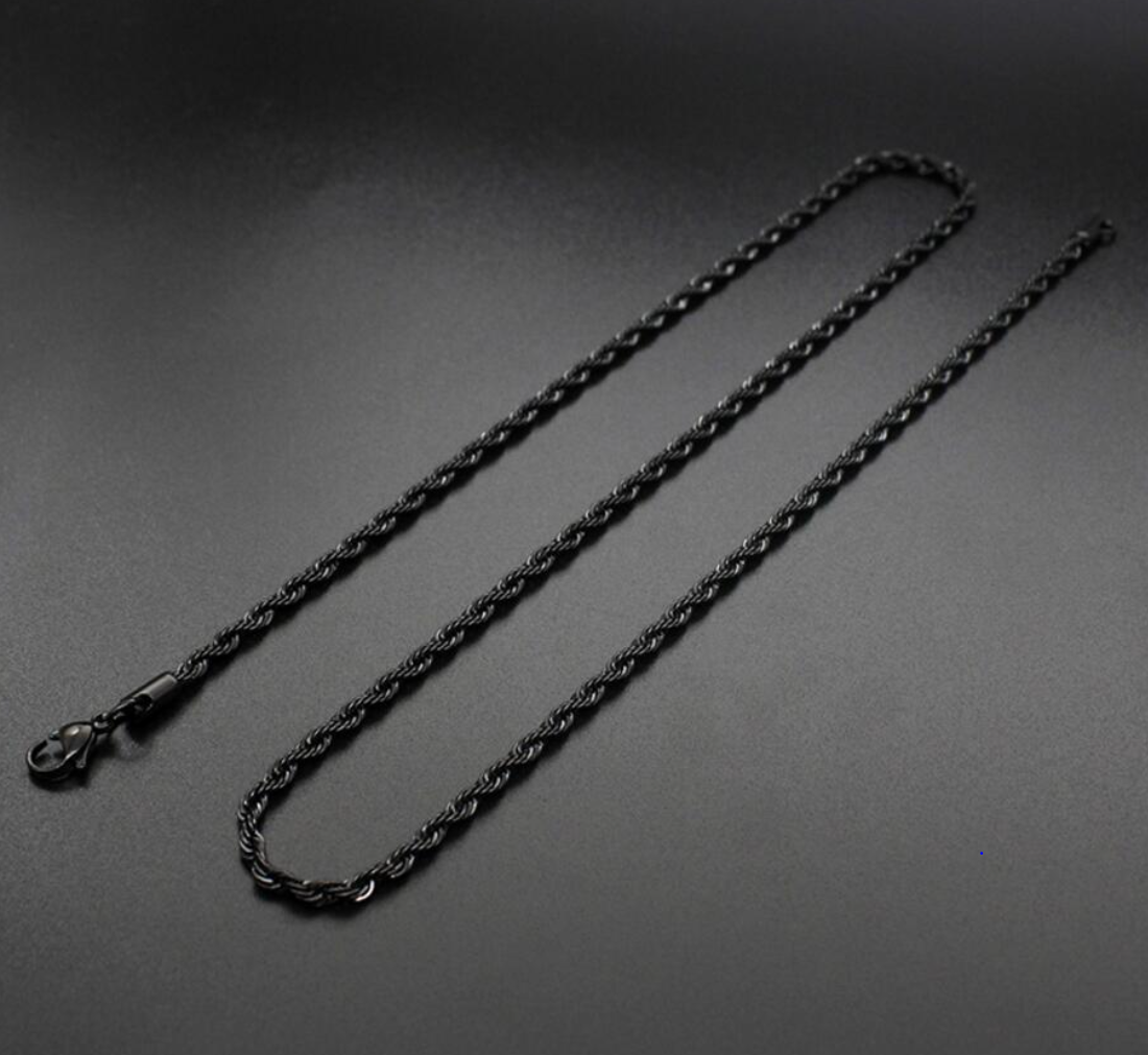 3MM ROPE CHAIN IN BLACK