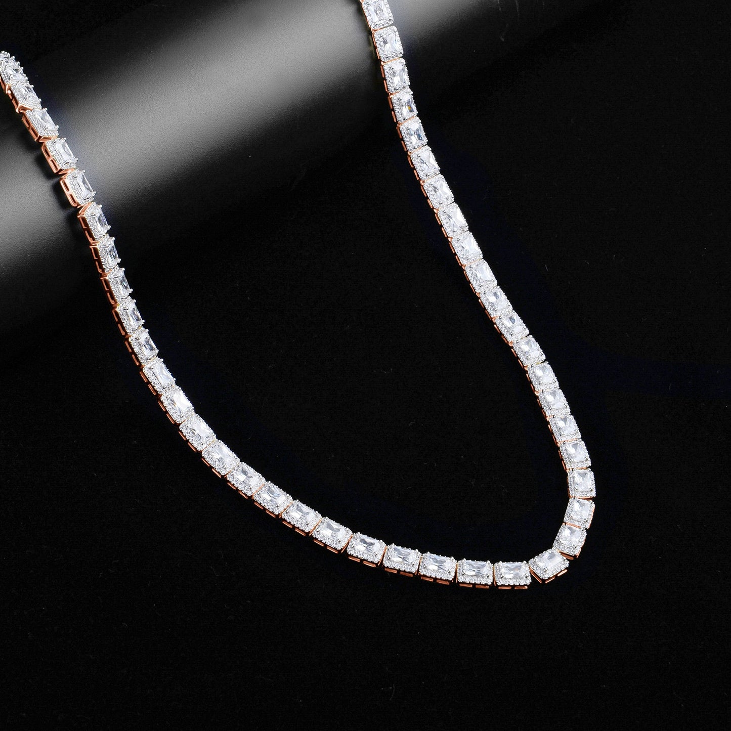 RECT CUT BAGUETTE TENNIS CHAIN // ROSE GOLD 6MM