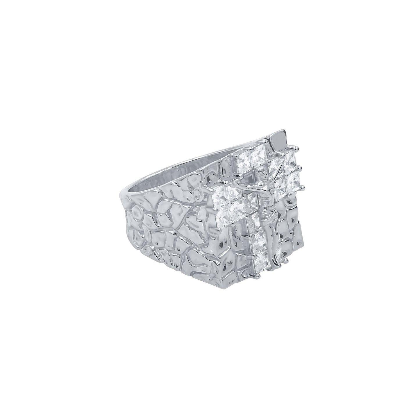JESUS BEDDED RING // WHITE GOLD