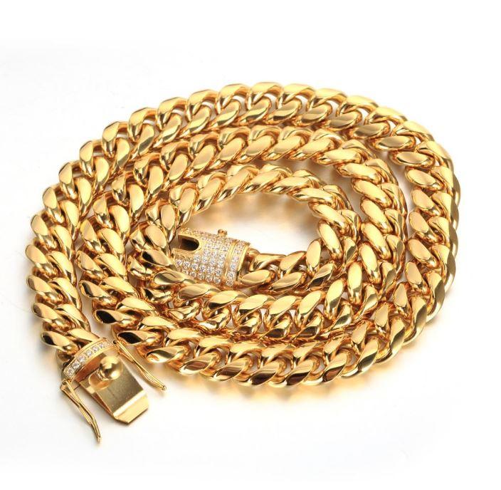 FLOODED LOCK CUBAN CHAIN // YELLOW GOLD 8MM