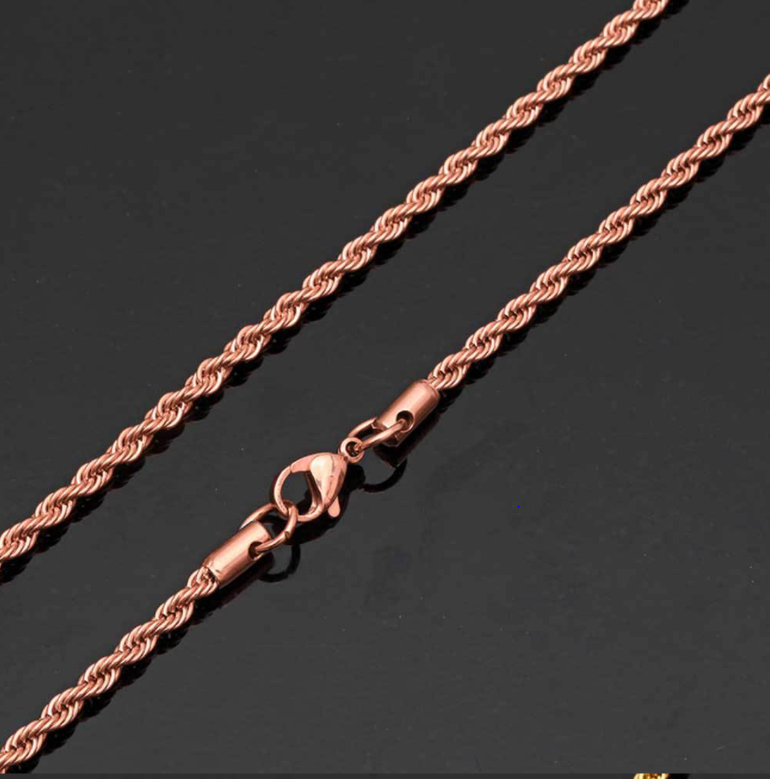 3MM ROPE CHAIN IN ROSE GOLD