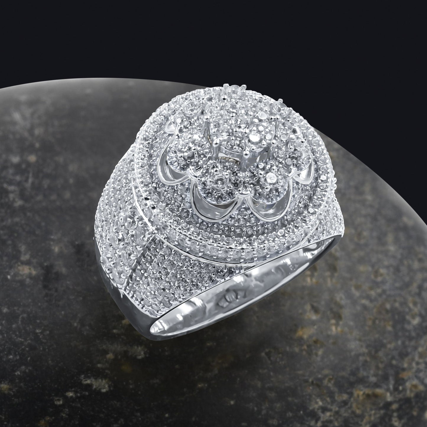 LA FLORAL RING // ICED OUT WHITE GOLD