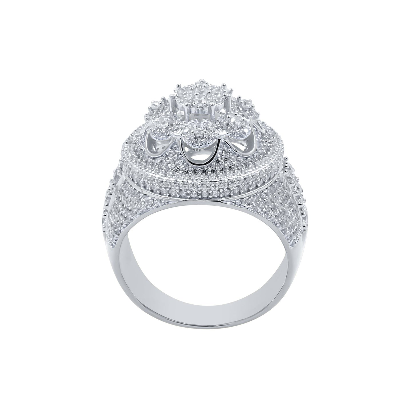 LA FLORAL RING // ICED OUT WHITE GOLD