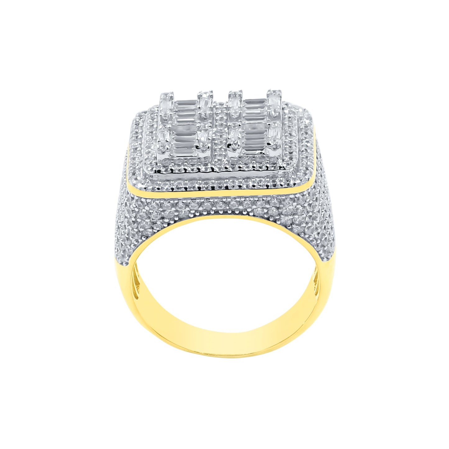 SQUARE SHAP RING // ICED X BAGUETTE YELLOW GOLD
