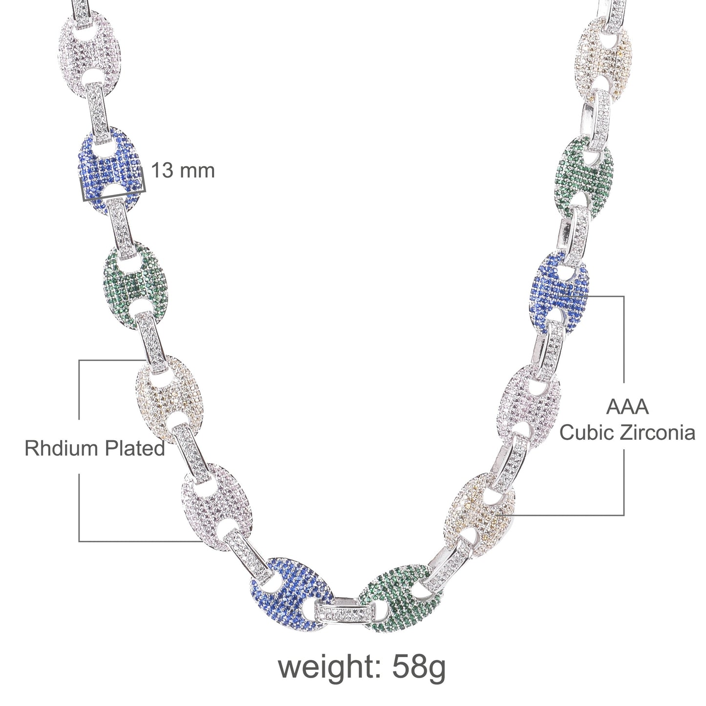 ICED OUT "WHALER" GUCCI LINK CHAIN // MULTICOLOR
