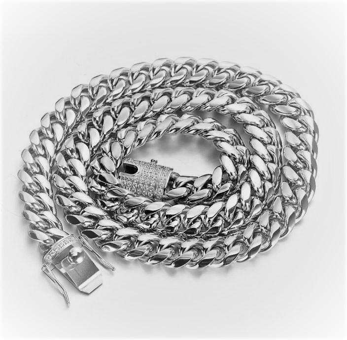 FLOODED LOCK CUBAN CHAIN // WHITE GOLD 8MM