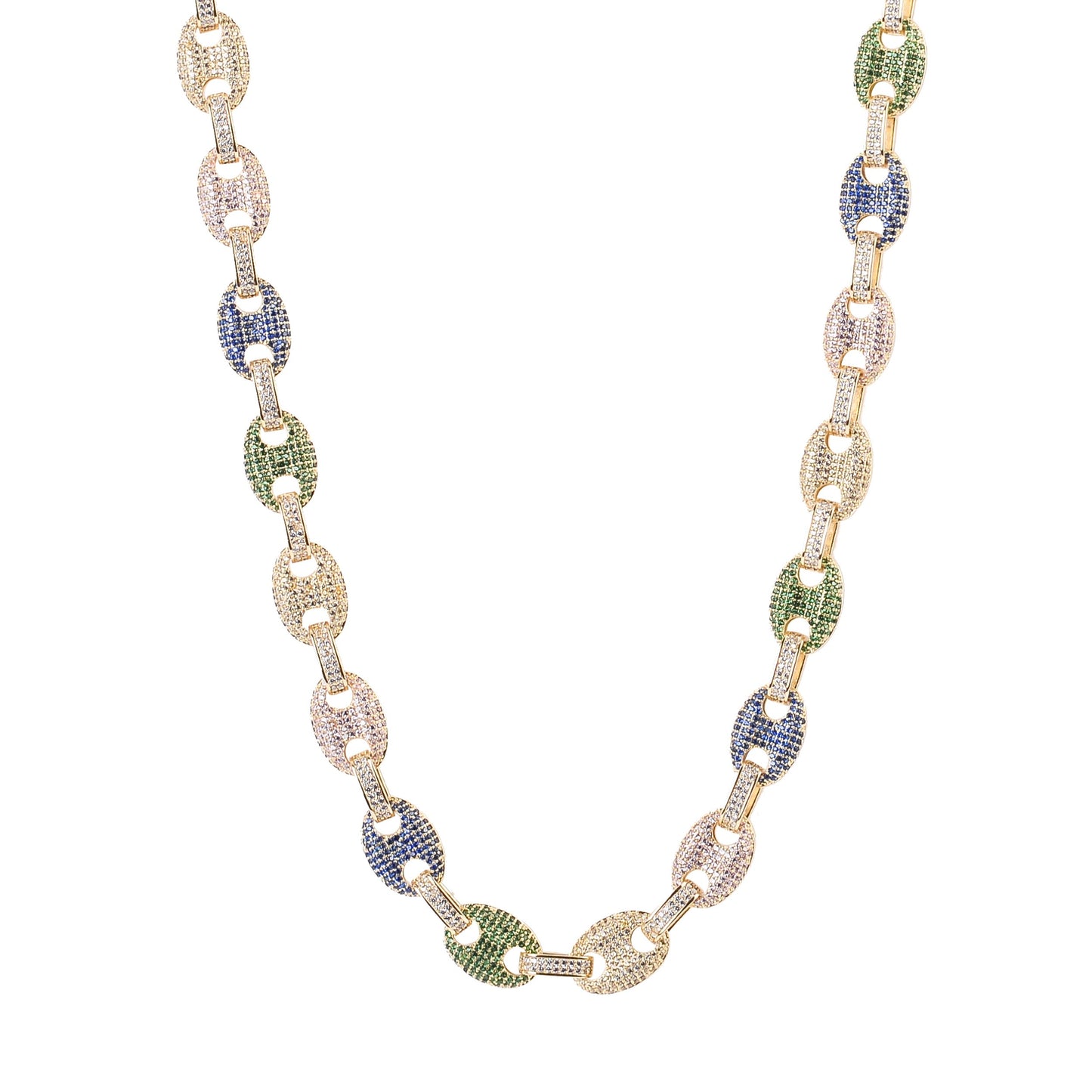 ICED OUT "WHALER" GUCCI LINK CHAIN // MULTICOLOR