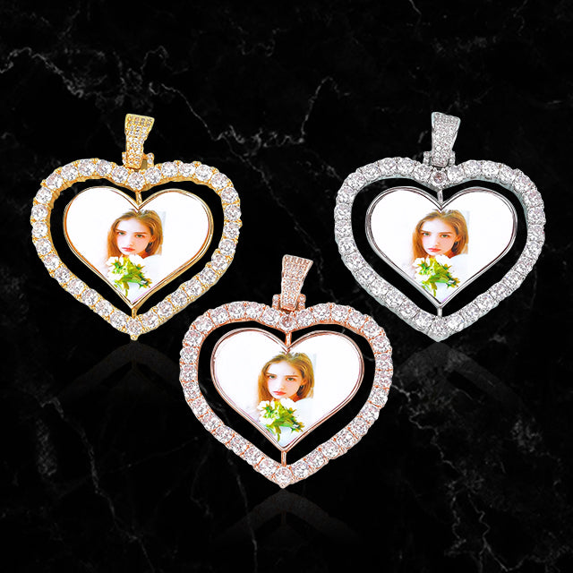 CUSTOM DOUBLE-SIDED ROTATING HEART PENDANT
