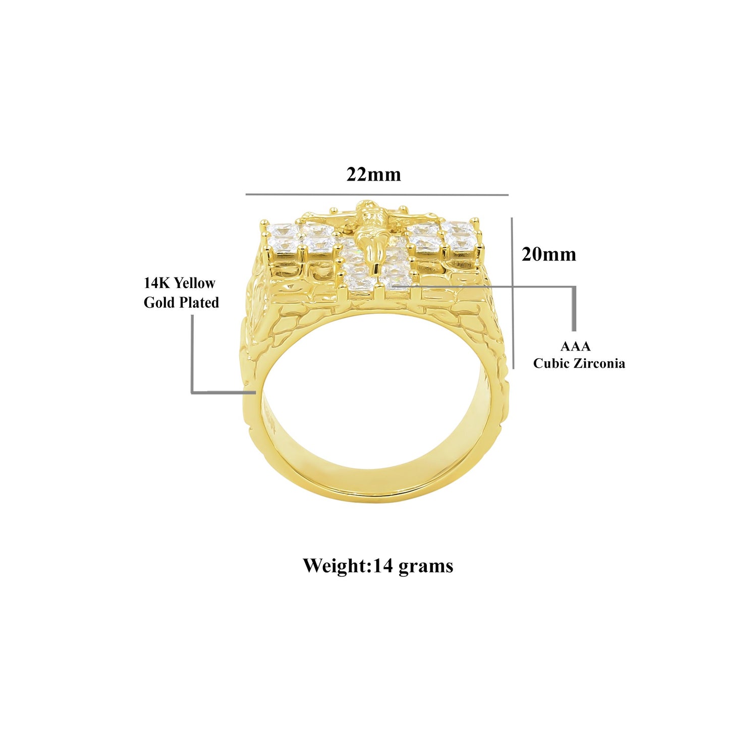 JESUS BEDDED RING // YELLOW GOLD