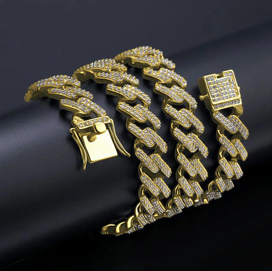 ICED OUT CUBAN CHAIN // YELLOW GOLD 12MM