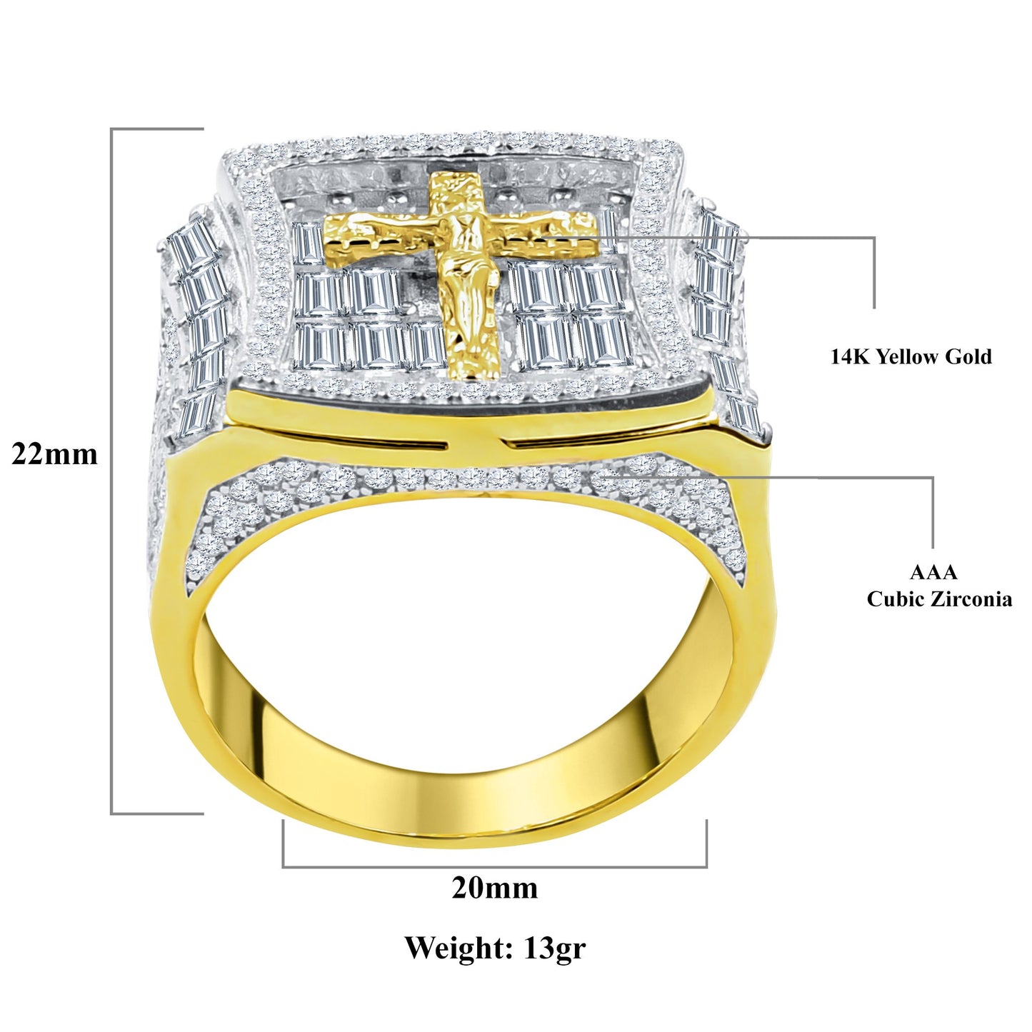 JESUS HOLY RING // BAGUETTE YELLOW GOLD