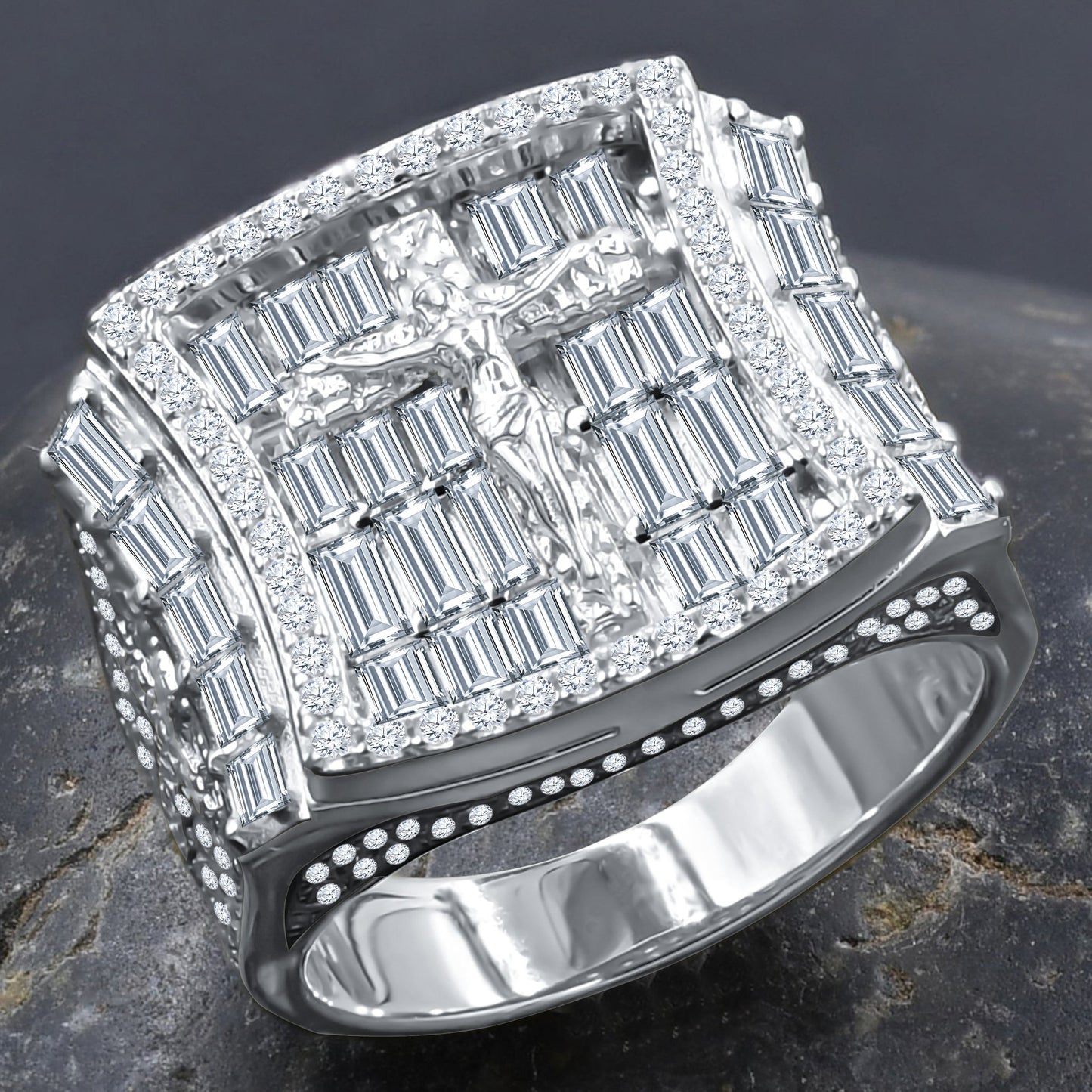 JESUS HOLY RING // BAGUETTE WHITE GOLD