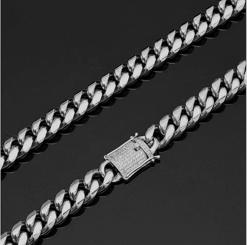 FLOODED LOCK CUBAN CHAIN // WHITE GOLD 8MM