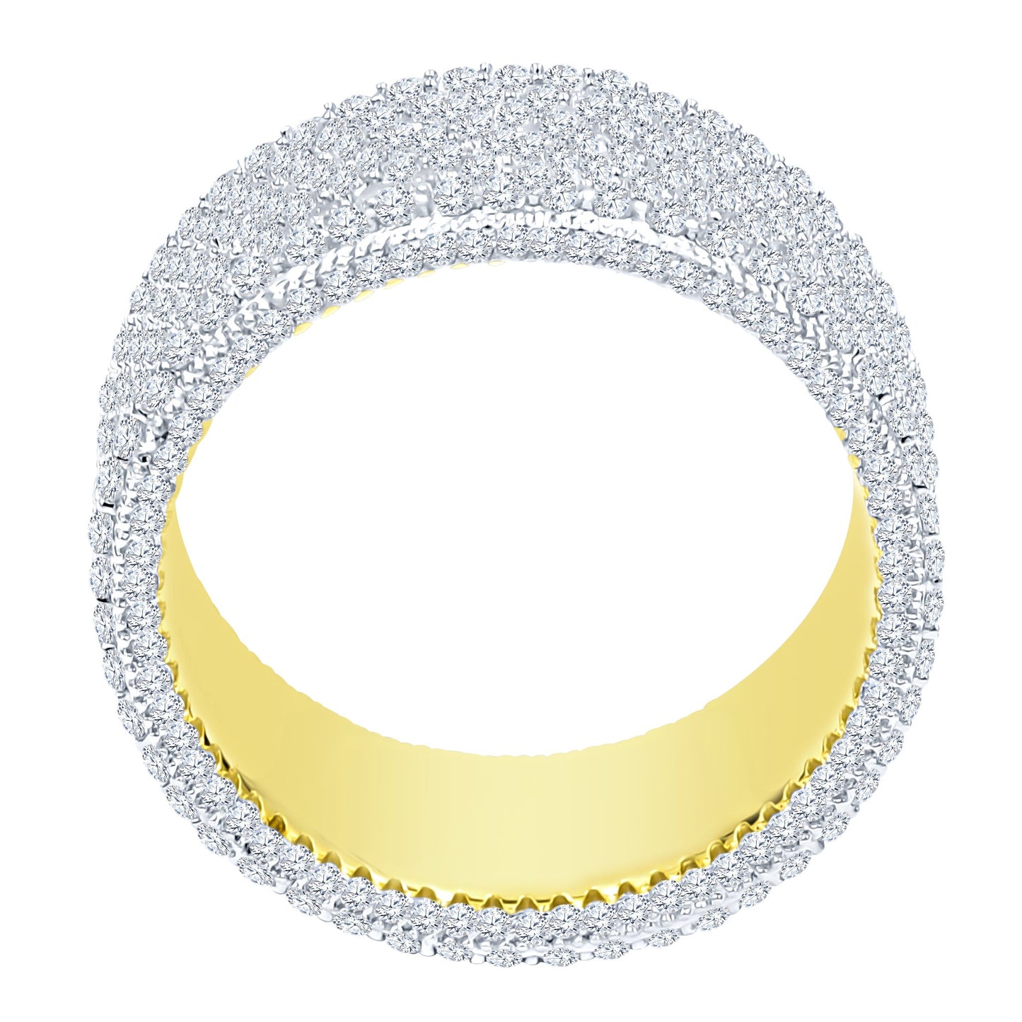 FULLY ROUND BAND RING // ICED OUT YELLOW GOLD