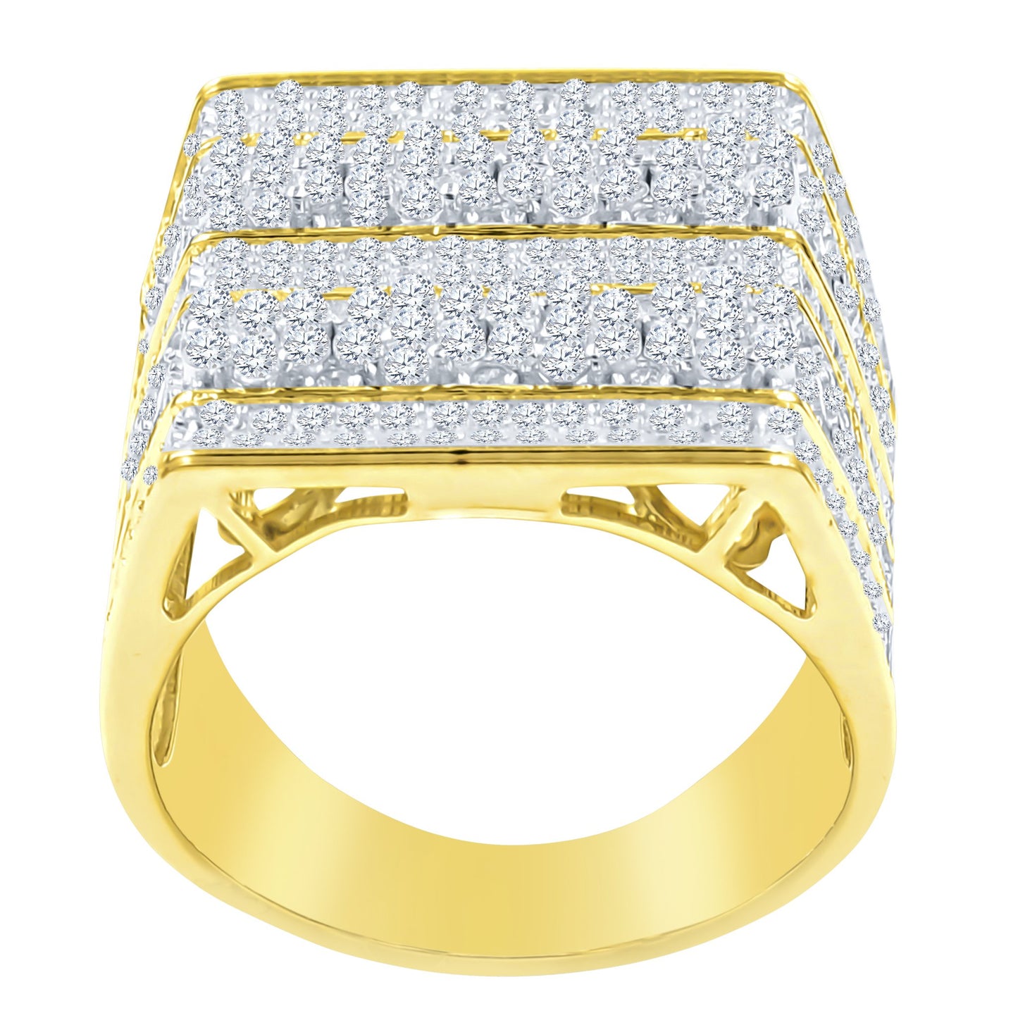 FIVE ROW SQUARE RING // ICED OUT YELLOW GOLD
