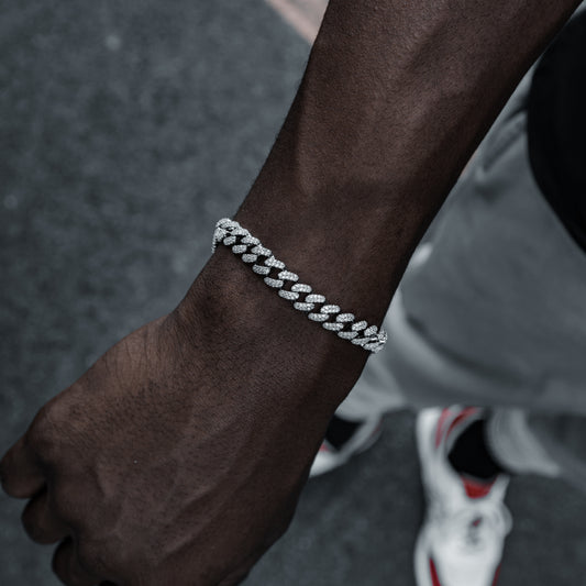 8MM ICED MIAMI CUBAN BRACELET IN WHITE GOLD