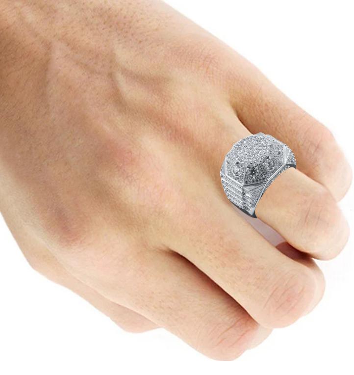 PENTAGON RING // ICED OUT WHITE GOLD