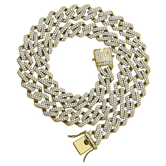 ICED OUT CUBAN CHAIN // YELLOW GOLD 12MM
