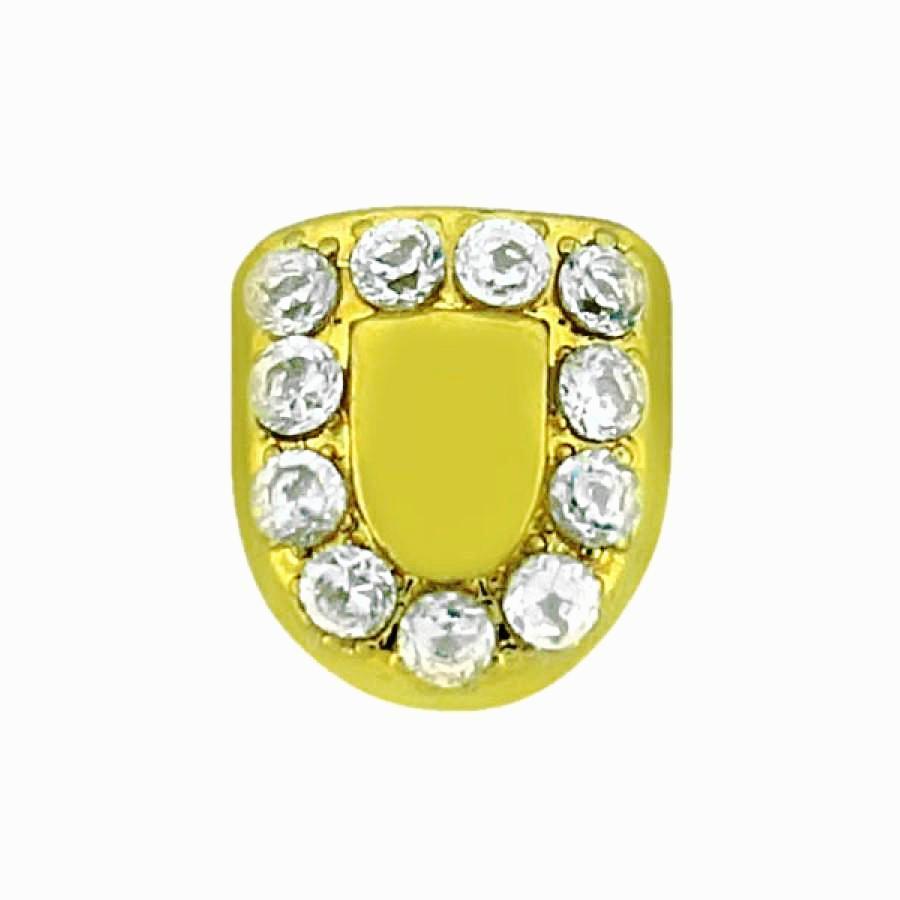 SINGLE TOOTH ROUND CUT GRILLZ IN YELLOW GOLD