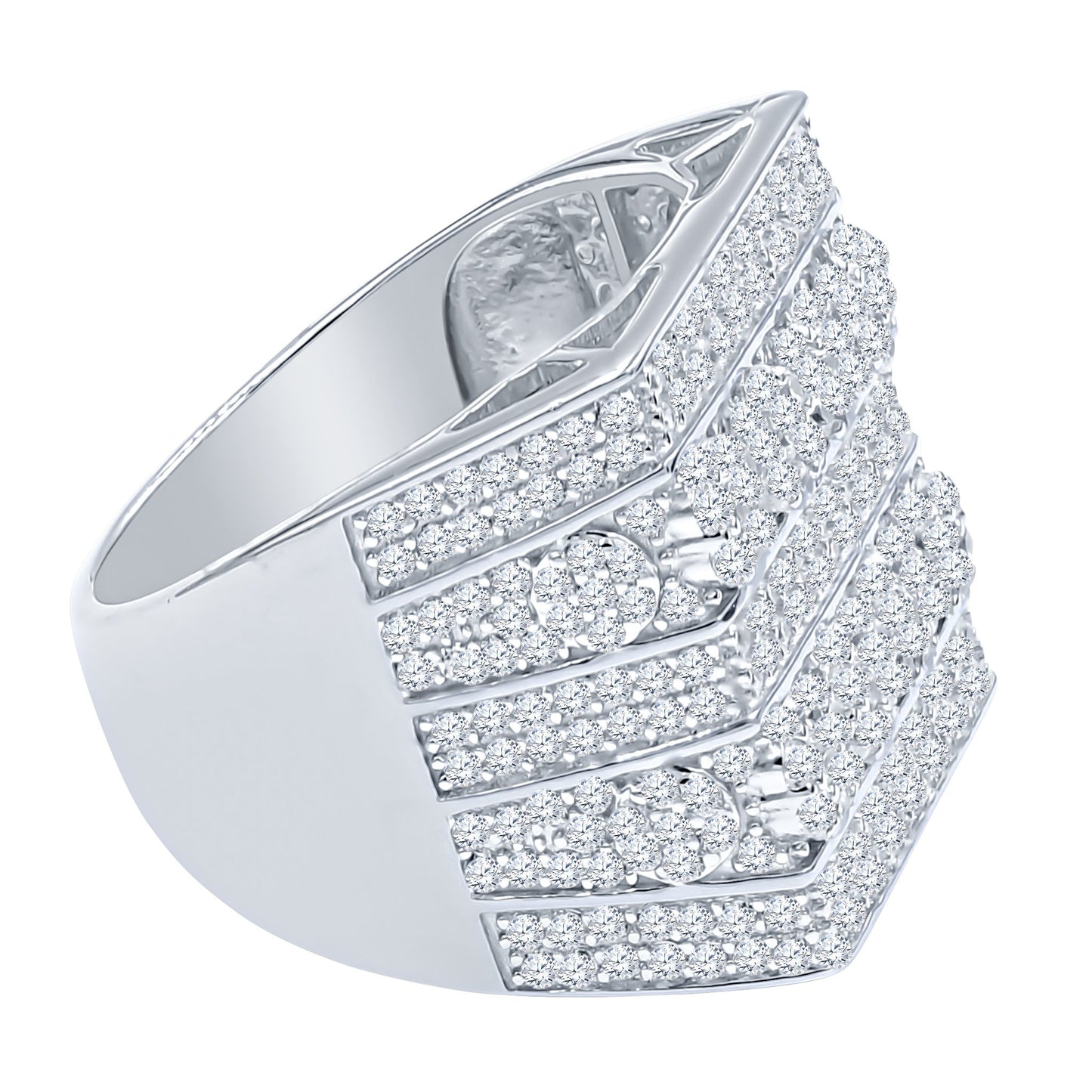FIVE ROW SQUARE RING // ICED OUT WHITE GOLD