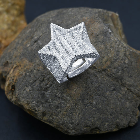 STAR RING // BAGUETTE FLOODED WHITE GOLD