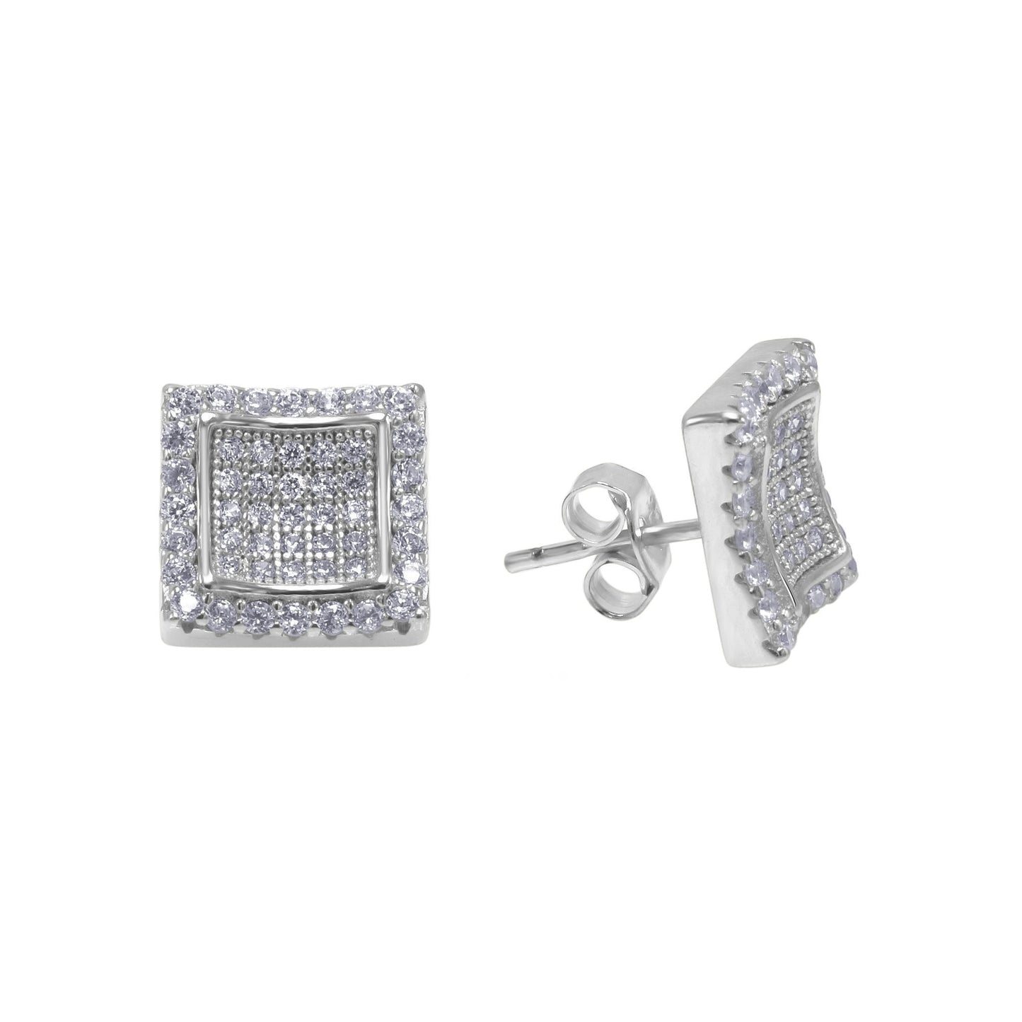 ICED CURVY // WHITE GOLD EARRINGS