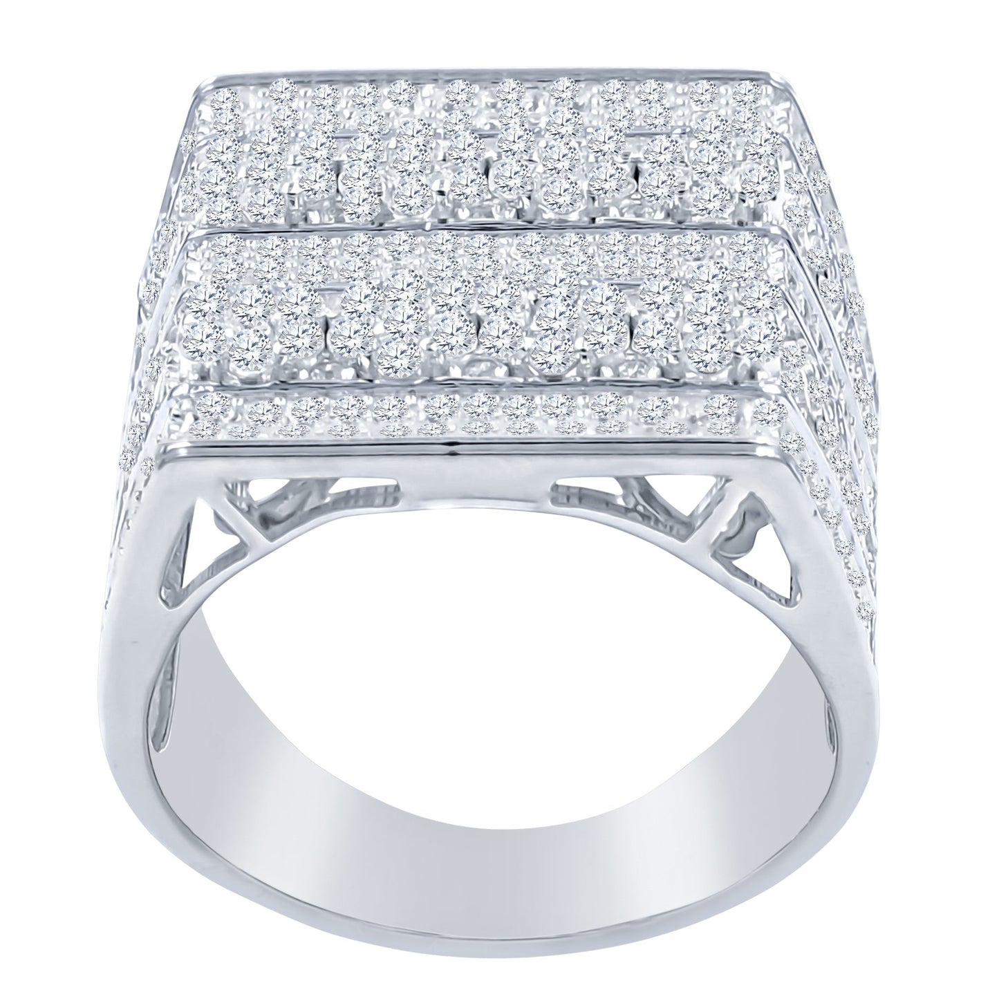 FIVE ROW SQUARE RING // ICED OUT WHITE GOLD