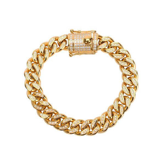 ICED CUBAN BRACELET // YELLOW GOLD 12MM