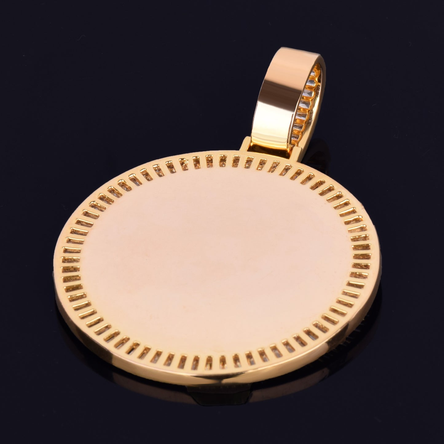 ICED BAGUETTE CUSTOM PHOTO MEDALLION PENDANT + CHAIN
