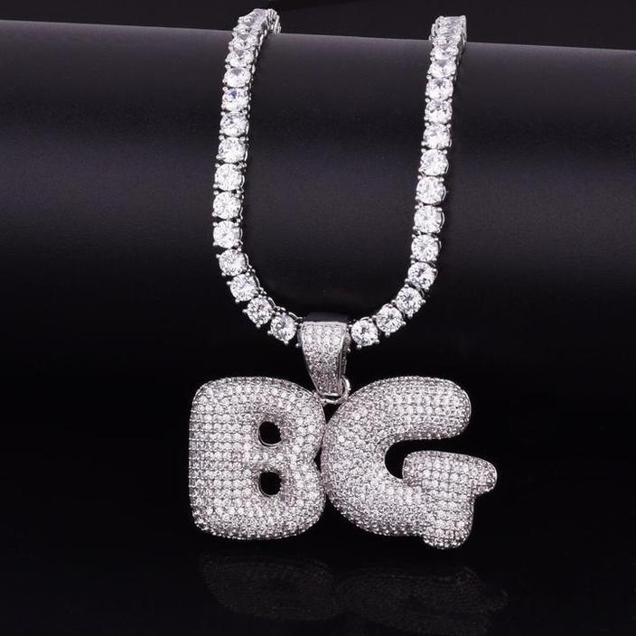 CUSTOM BUBBLE LETTER PENDANT + CHAIN