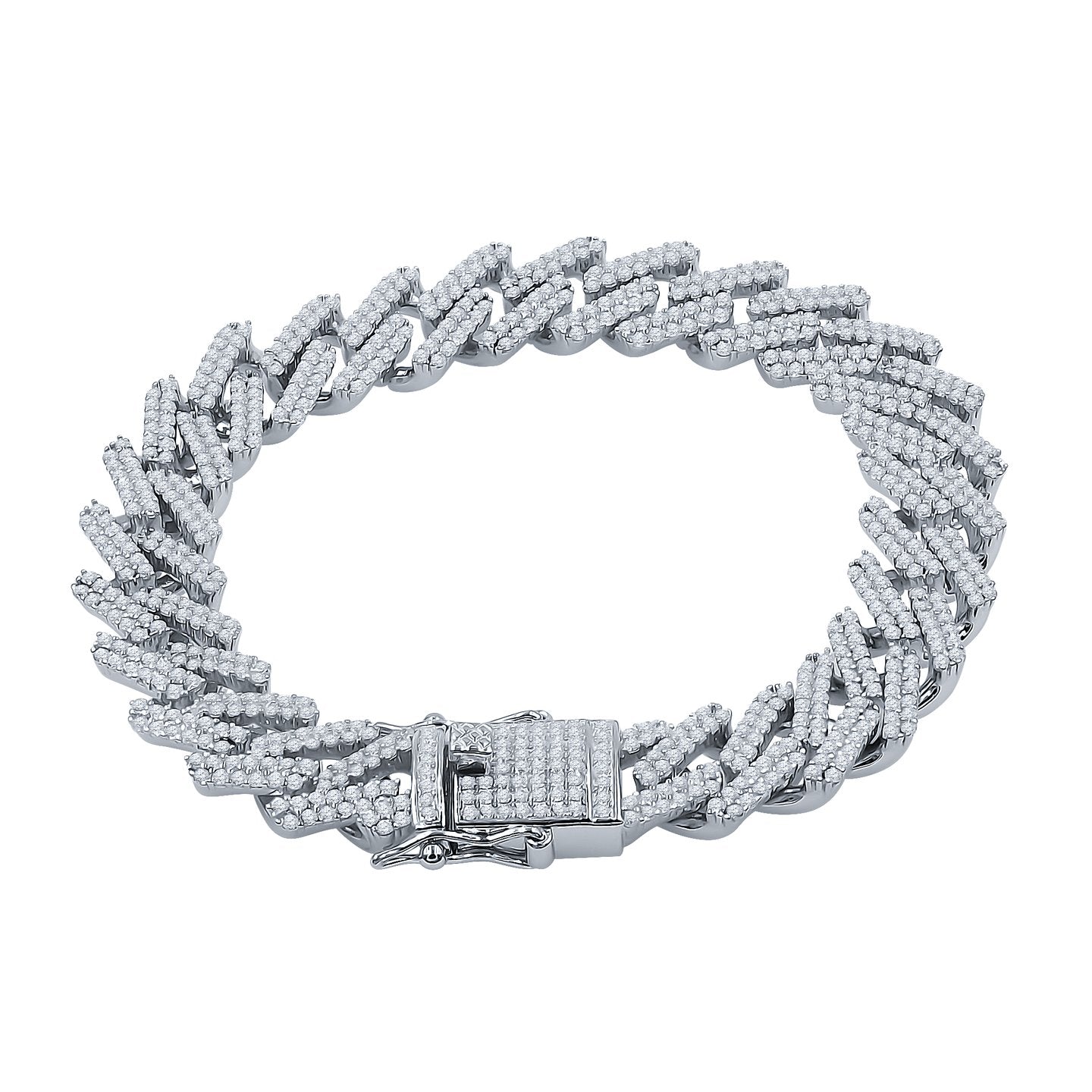 12MM ICED SPRINTER CUBAN BRACELET IN WHITE GOLD