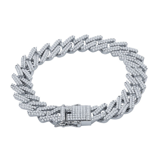 12MM ICED SPRINTER CUBAN BRACELET IN WHITE GOLD