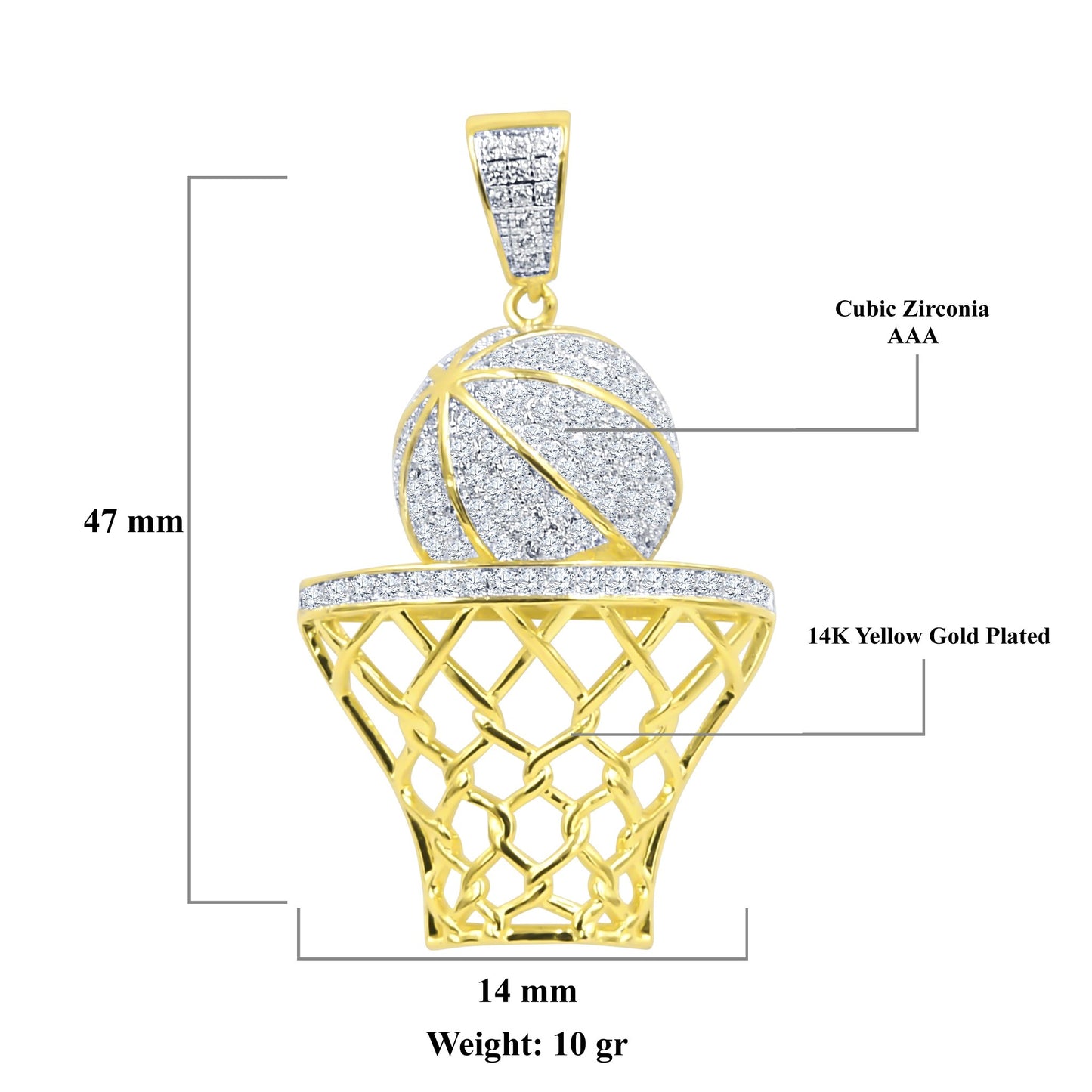 ICED OUT HOOPER PENDANT // YELLOW GOLD