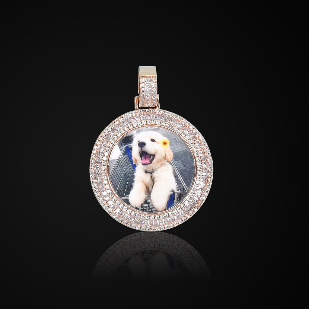 THE ORIGINAL 2.0 // BAGUETTE x ROUND CUT PHOTO PENDANT is an essential piece to add to your collection to remember an OG in your life...5x Plated with Solid 18k Gold x Diamonds, this custom photo pendant has a breathtaking luster for a price that you simply can't find anywhere else. Stop Settling and Shop OG.