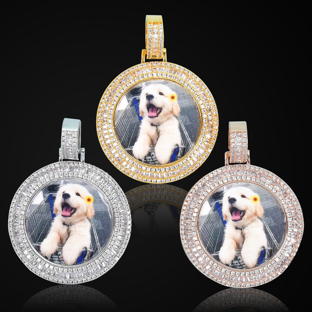 THE ORIGINAL 2.0 // BAGUETTE x ROUND CUT PHOTO PENDANT is an essential piece to add to your collection to remember an OG in your life...5x Plated with Solid 18k Gold x Diamonds, this custom photo pendant has a breathtaking luster for a price that you simply can't find anywhere else. Stop Settling and Shop OG.
