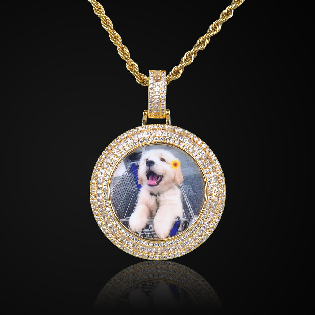 THE ORIGINAL 2.0 // BAGUETTE x ROUND CUT PHOTO PENDANT is an essential piece to add to your collection to remember an OG in your life...5x Plated with Solid 18k Gold x Diamonds, this custom photo pendant has a breathtaking luster for a price that you simply can't find anywhere else. Stop Settling and Shop OG.
