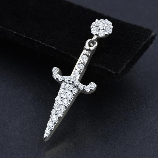 ICED SAVAGE DANGLY EARRINGS IN WHITE GOLD