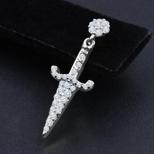 ICED SAVAGE DANGLY EARRINGS IN WHITE GOLD