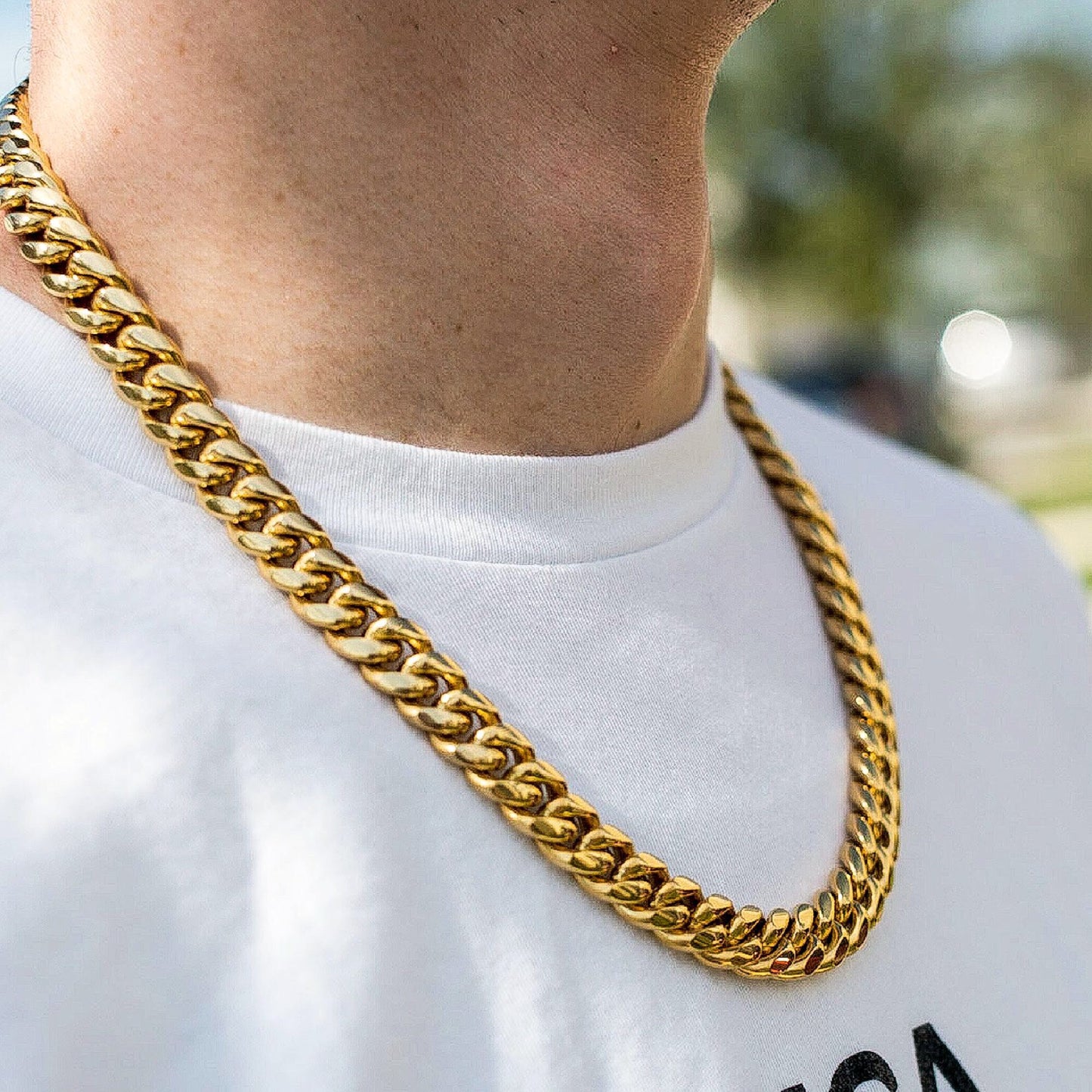 12MM PLAIN JANE CUBAN IN YELLOW GOLD