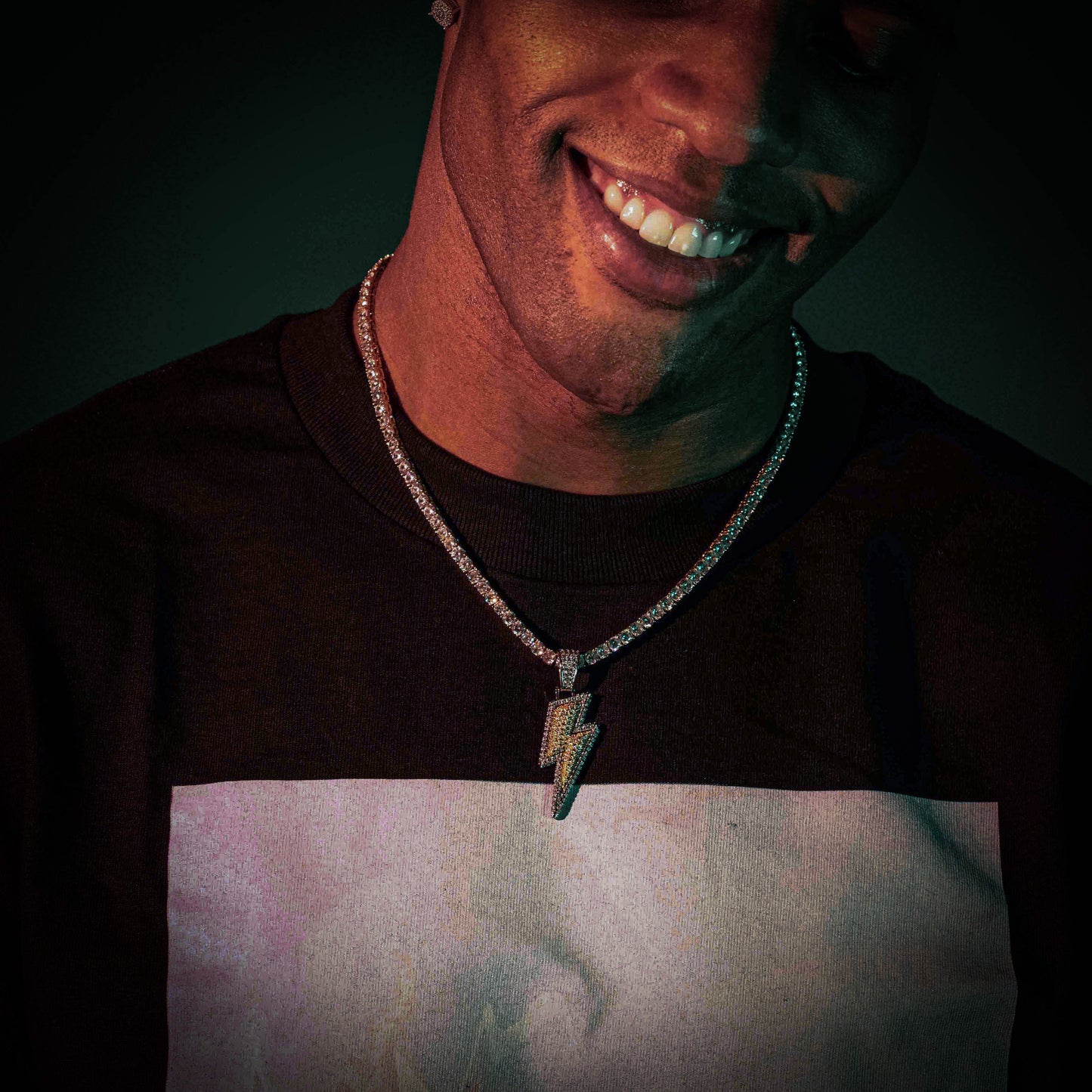 ICED OUT LIGHTNING BOLT PENDANT