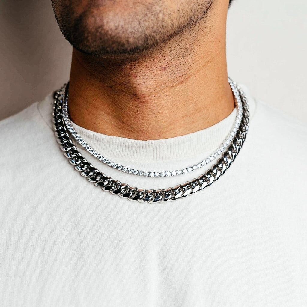 12MM PLAIN JANE CUBAN IN WHITE GOLD