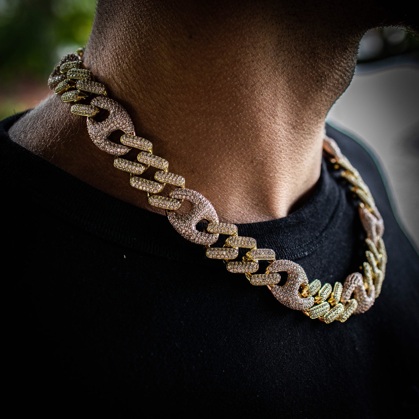 THE CUBAN X CHAIN // YELLOW X ROSE GOLD 18MM