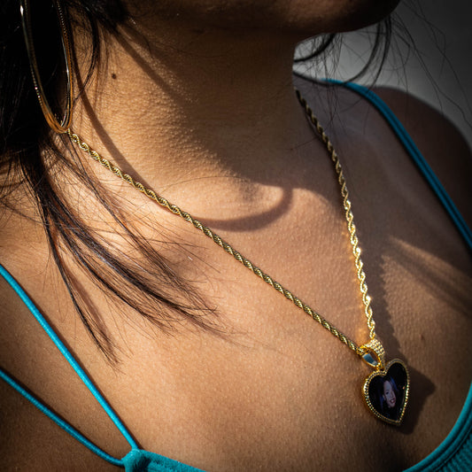CUSTOM ICED HEART PHOTO PENDANT + CHAIN
