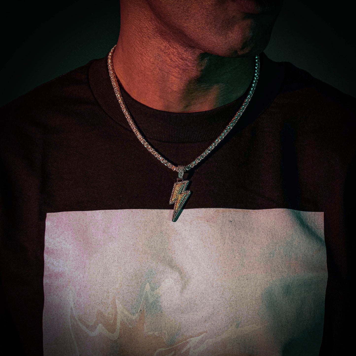 ICED OUT LIGHTNING BOLT PENDANT