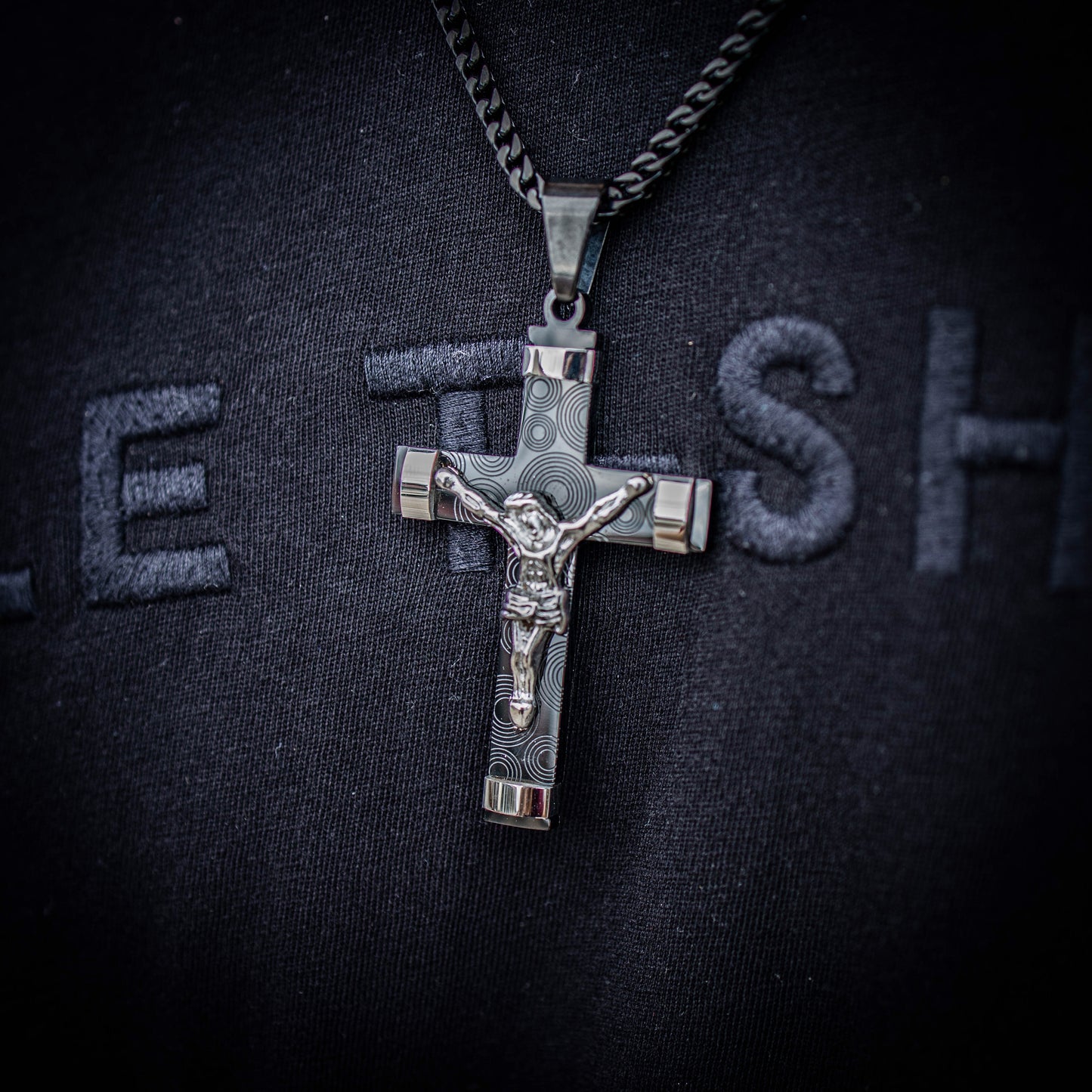 JESUS PIECE + 3MM FRANCO CHAIN // BLACK x WHITE GOLD