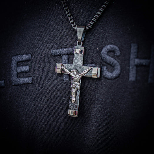 JESUS PIECE + 3MM FRANCO CHAIN // BLACK x WHITE GOLD