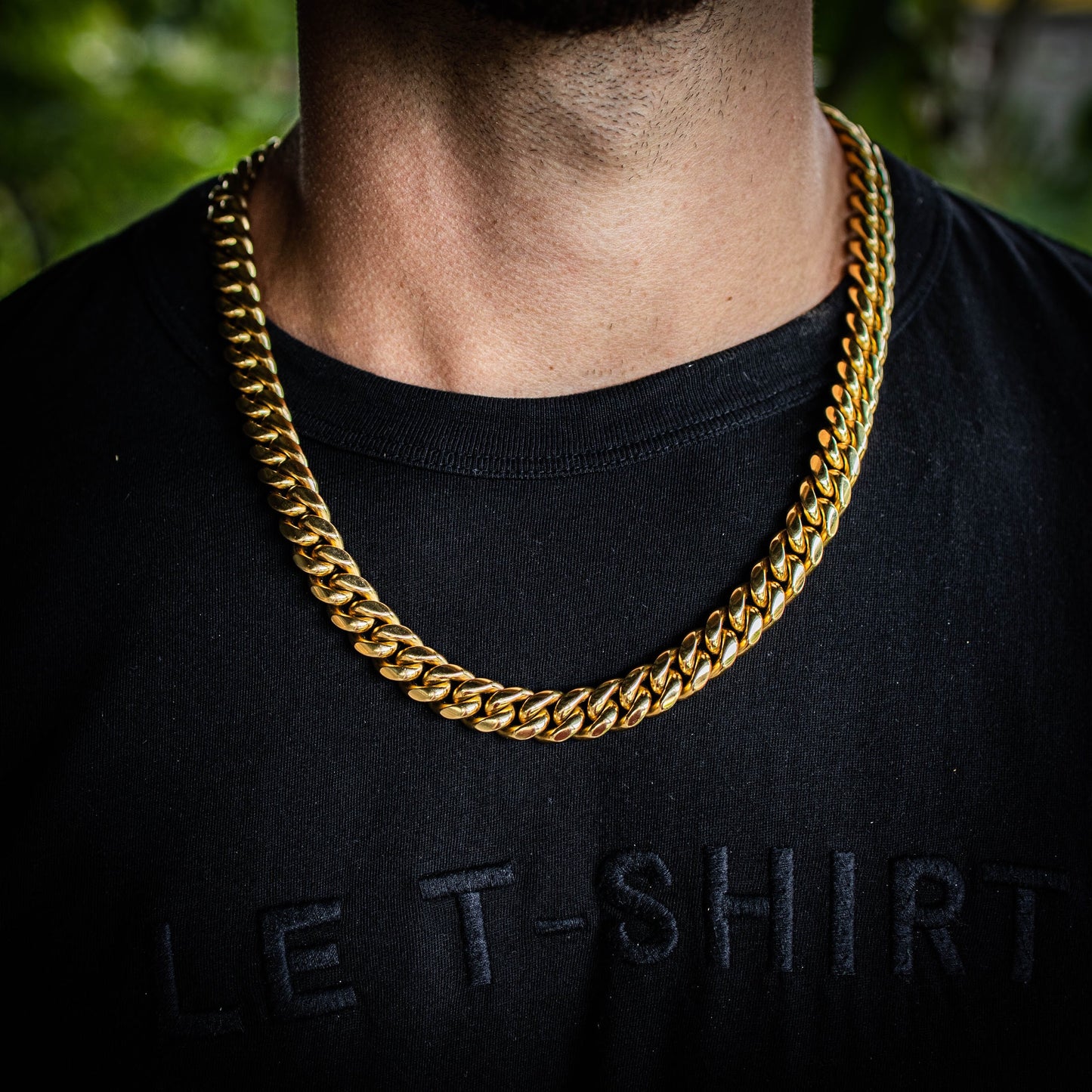 12MM PLAIN JANE CUBAN IN YELLOW GOLD